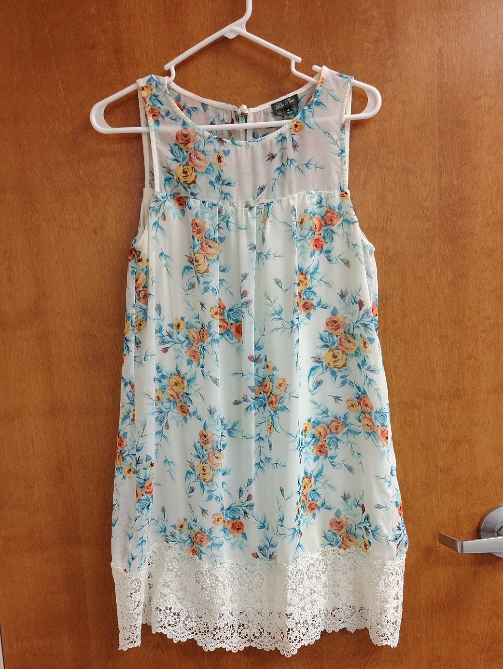 Lily Rose Ivory Floral Sheer And Lace Dress